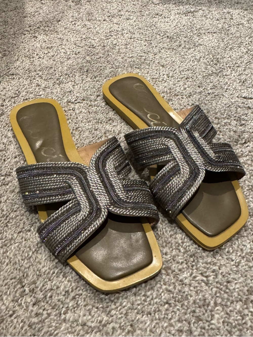 Metallic Strappy Slide Sandals - Women